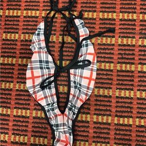 Plaid Halter One-Piece bodysuit